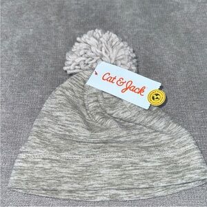 Cat & Jack Toddler Girls Light Gray Kids Pom-Pom Hat Size 2T - 5T